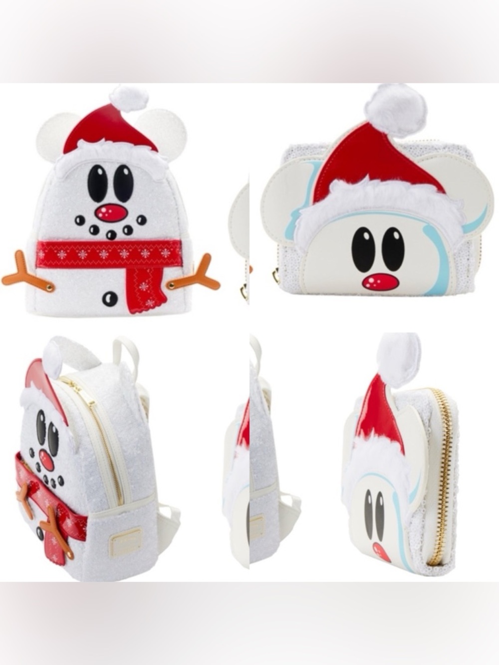 ♥️PRICE FIRM♥️NWOT Loungefly Mickey Mouse
Sequin Snowman Backpack & wallet SET